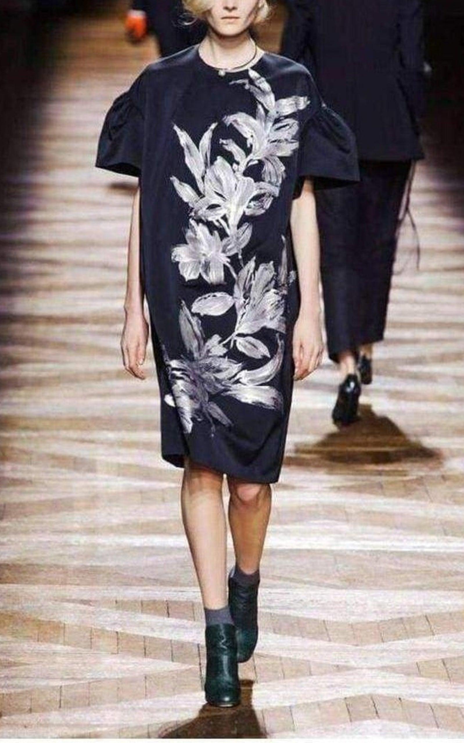 Floral Motif Silk Blend Dress Dries Van Noten