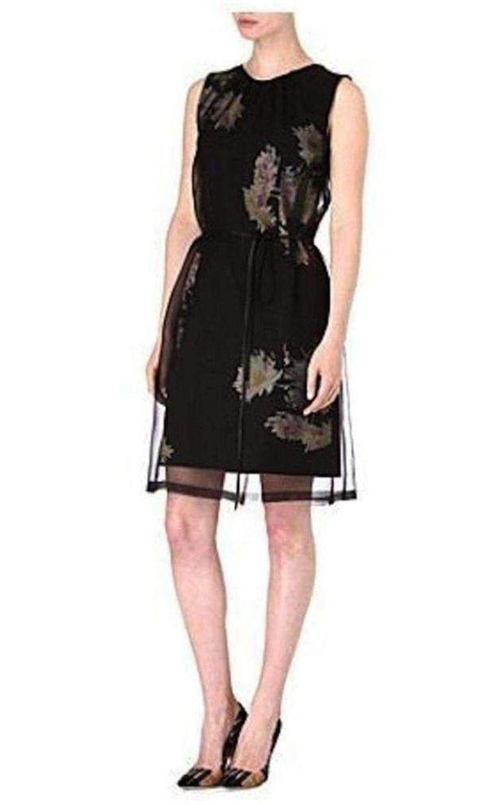 Organza Overlay Floral Silk-blend Dress Dries Van Noten