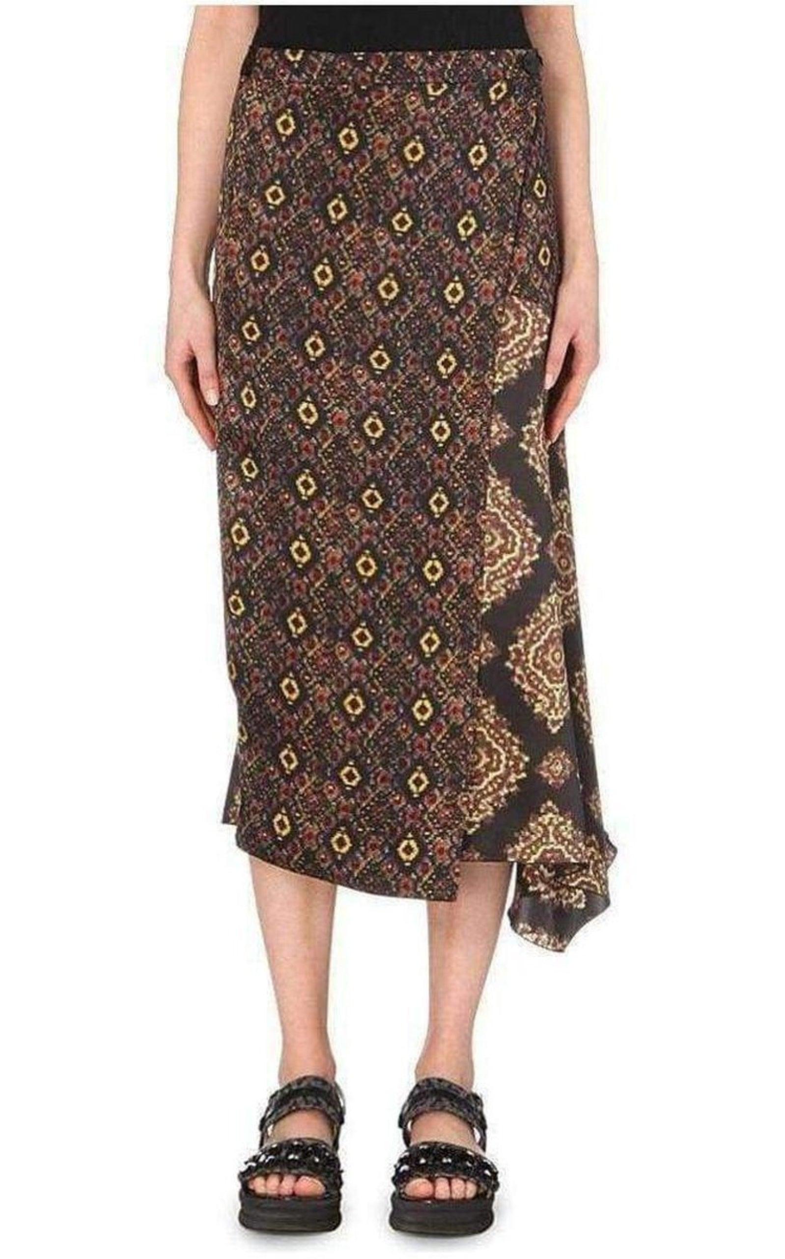 Wrap Silk Blend Skirt Dries Van Noten