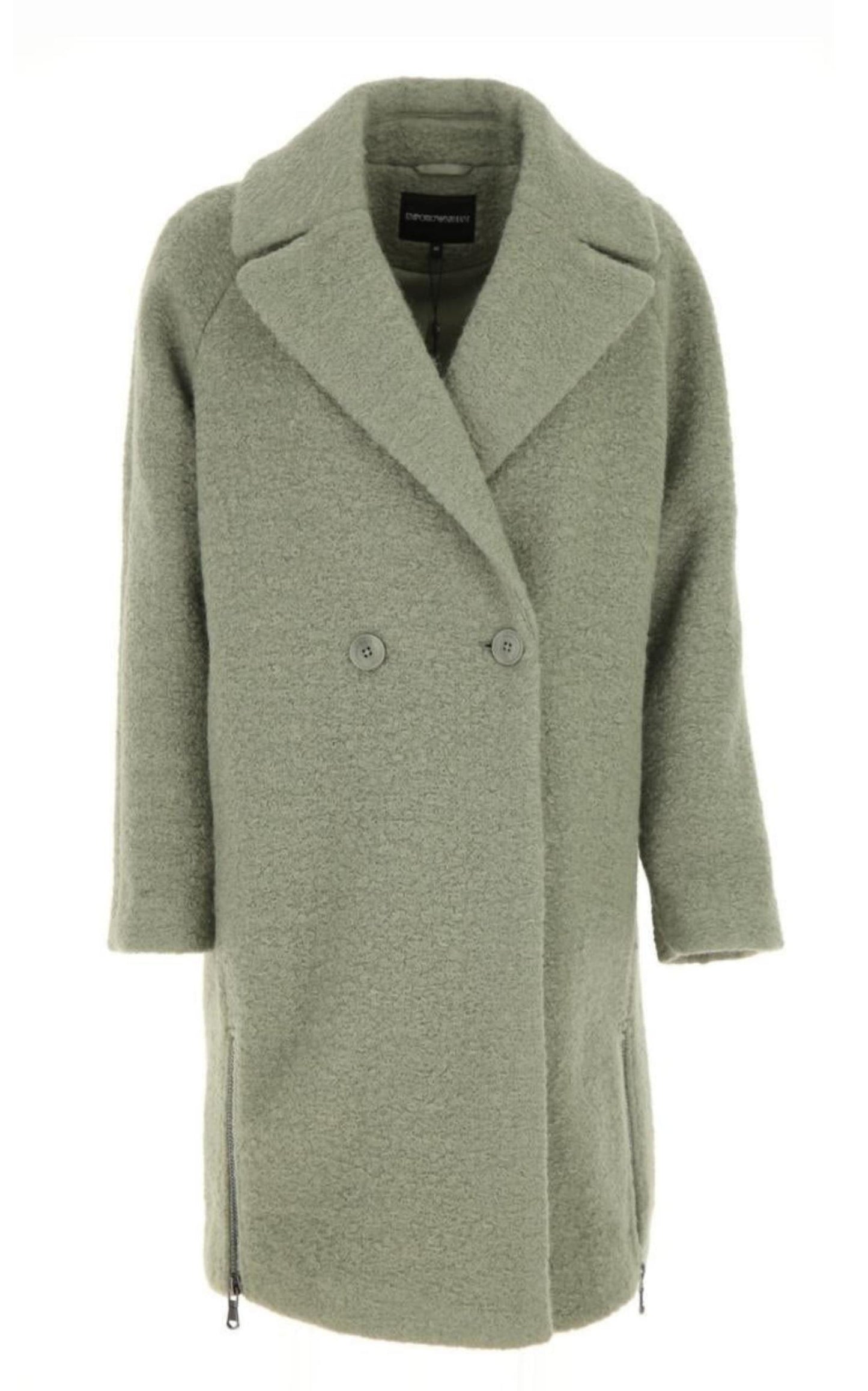 Double-breasted Celadon Green Coat Emporio Armani