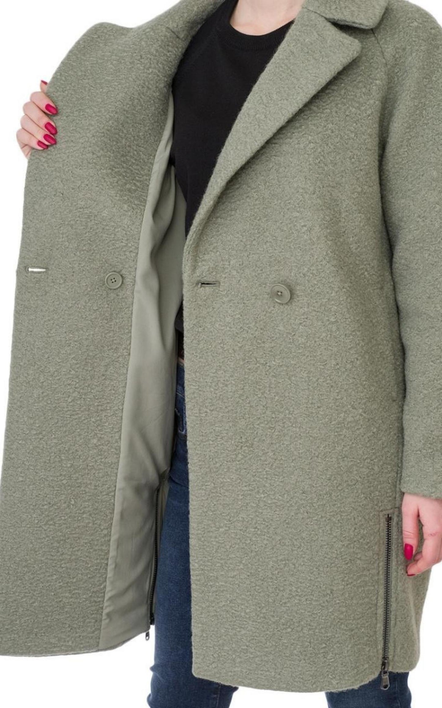 Double-breasted Celadon Green Coat Emporio Armani