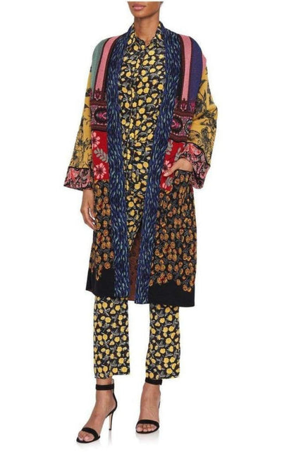 Patchwork Metallic Jacquard-Knit Cardigan Coat Etro