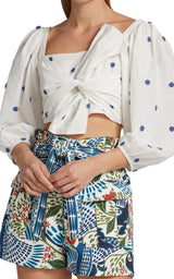 Flower-Embroidered Cotton Crop Top Farm Rio