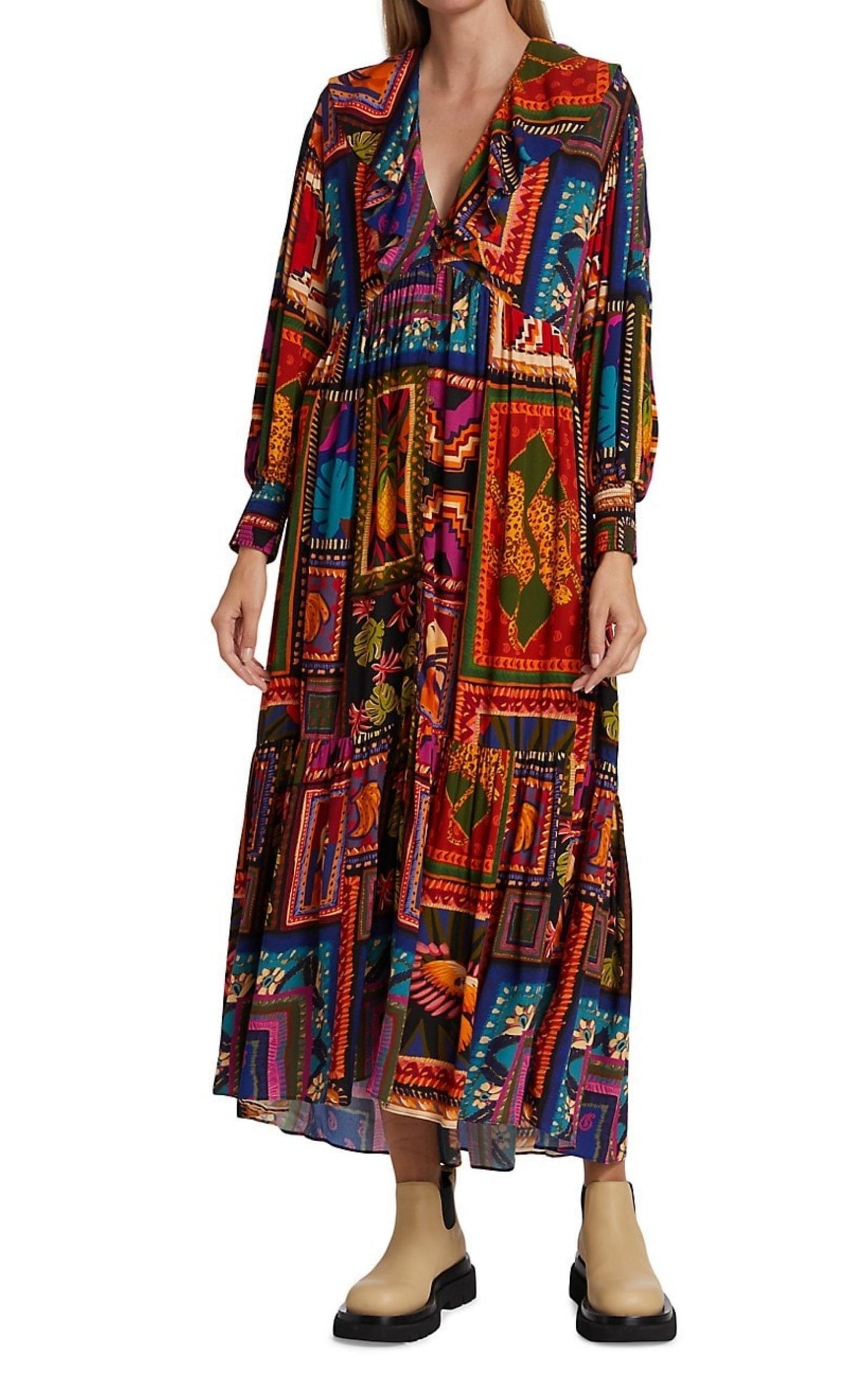 Patchwork Tapestry Ankle Maxi Dress Farm Rio