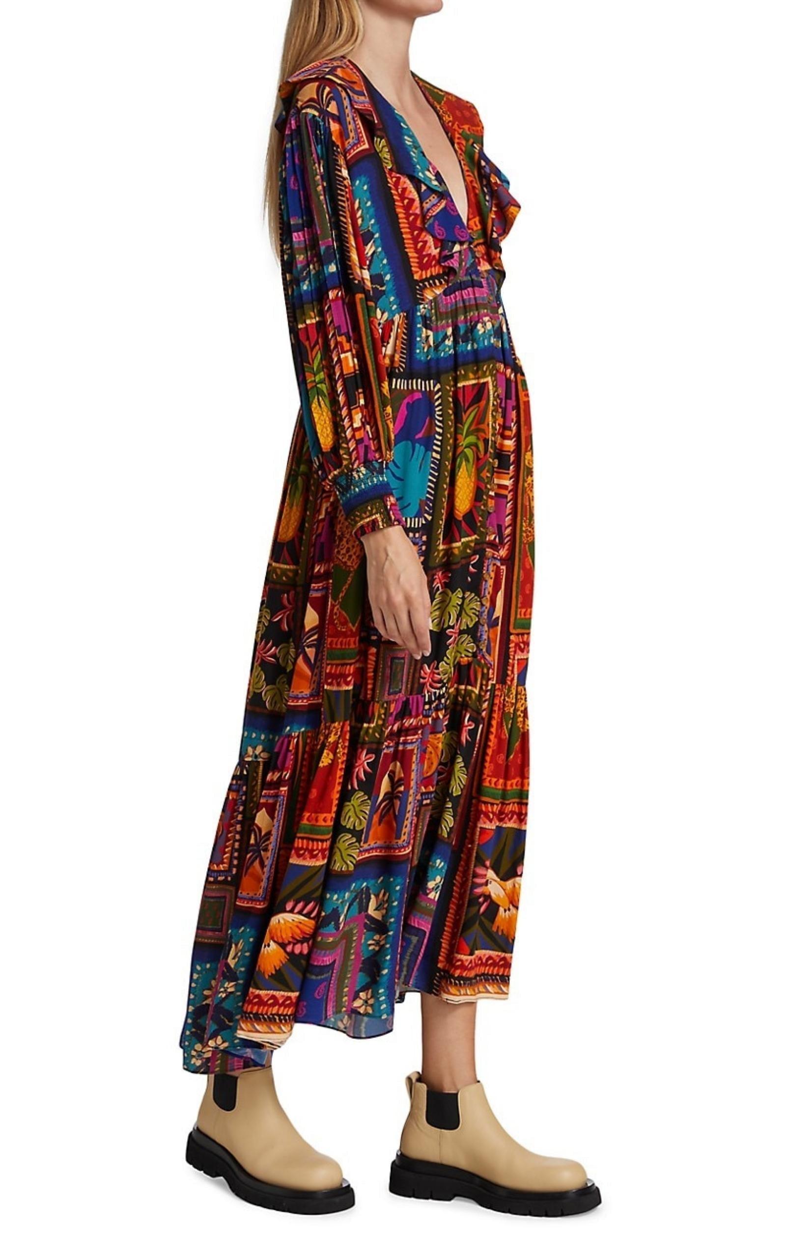 Patchwork Tapestry Ankle Maxi Dress Farm Rio