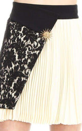 Pleated Panel Asymmetric Lace Silk Skirt Fausto Puglisi