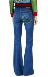 Bee & Butterfly Patches Jeans Gucci