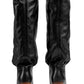 Gucci Black Leather Boots up to the Knee with Mid-heel