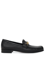 Black Leather Sylvie Chain Loafers Gucci