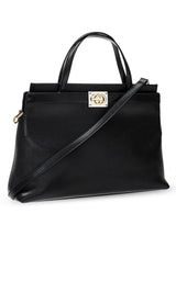 Gucci Black Medium Leather Tote Bag