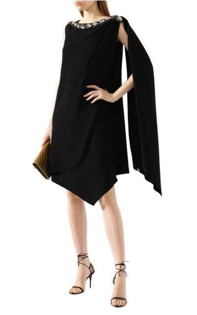 Crystal Embellished Draped Jersey Shift Dress Gucci