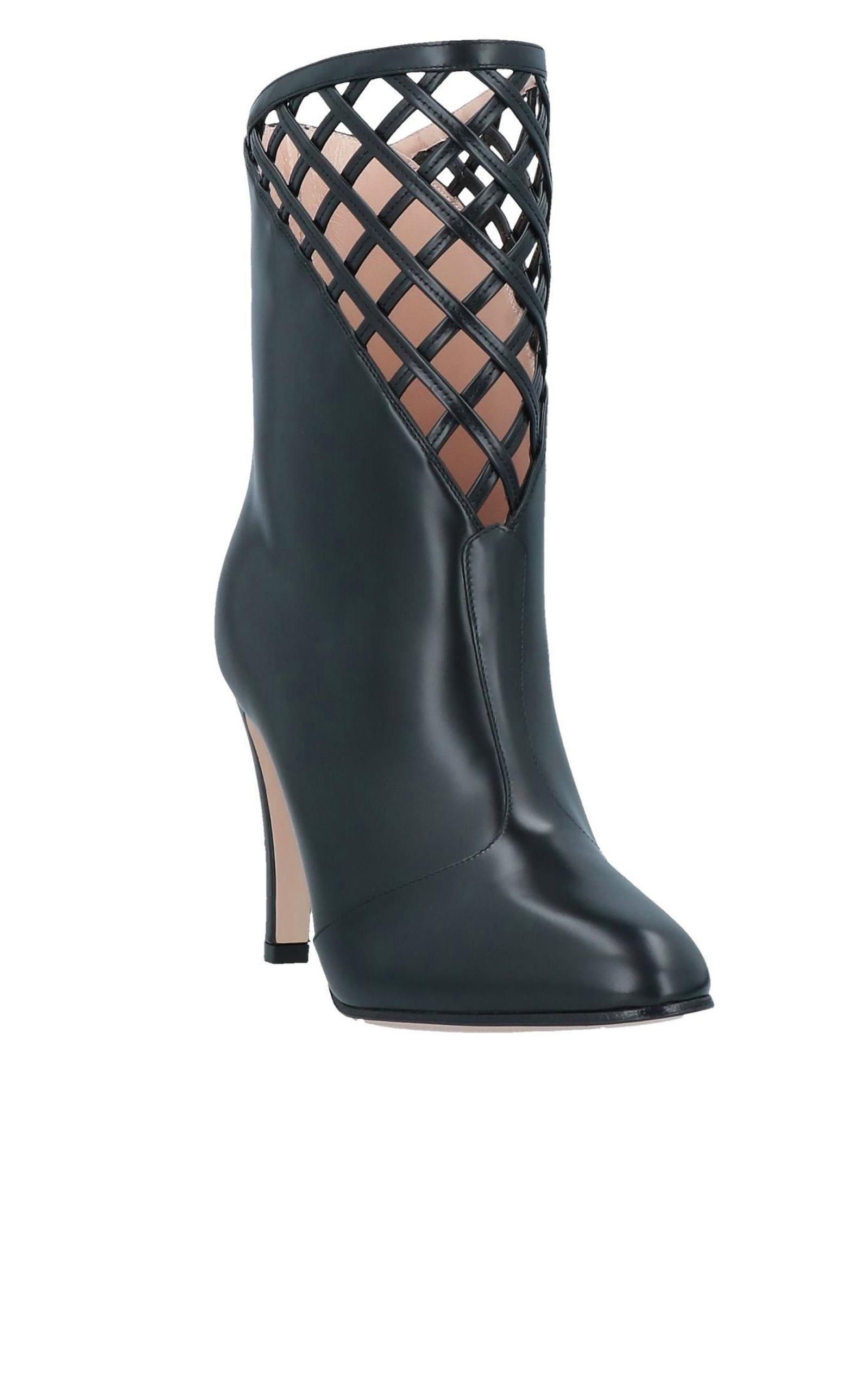 Cutout Leather Ankle Boots Gucci