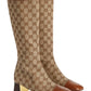 Ellis GG-Monogram Canvas Knee-High Boots Gucci