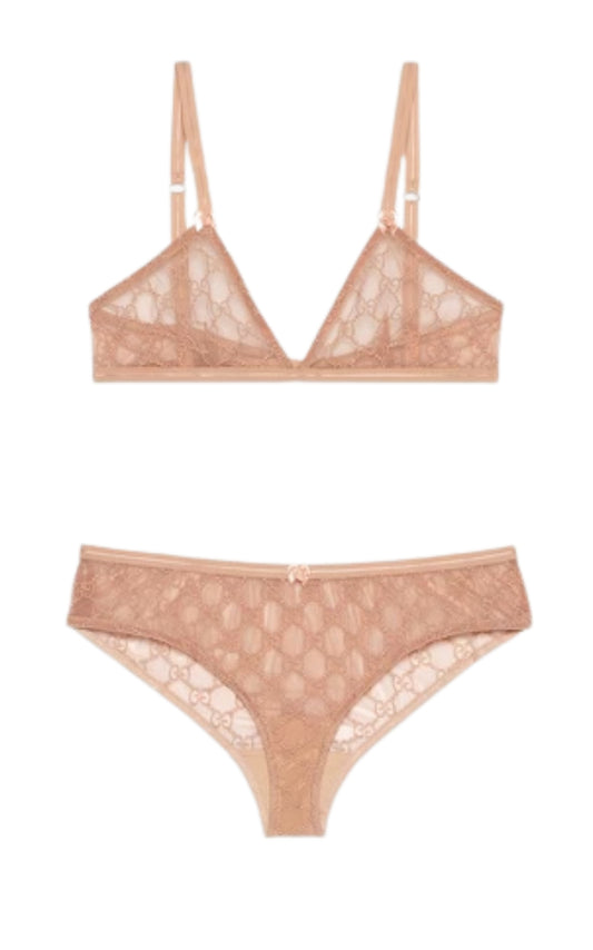 GG All Over Embroidered Tulle Lingerie Set Gucci