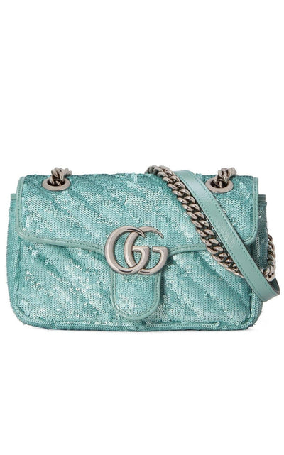 Green GG Marmont Mini Sequin Shoulder Bag Gucci