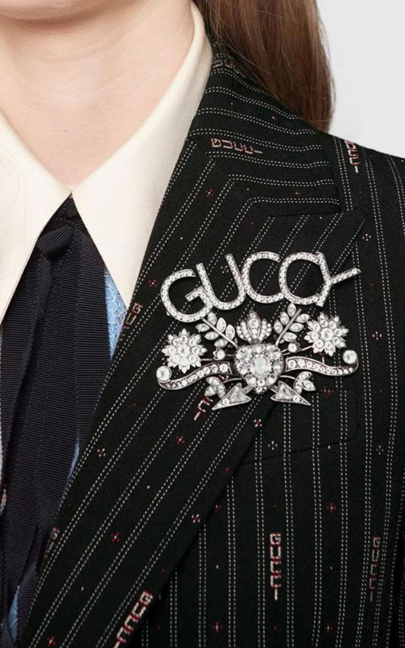 Guccy Crystal Brooch Gucci