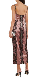 Lace-trimmed Silk Satin Midi Dress Gucci