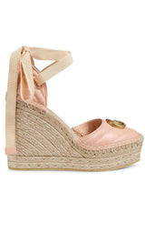 Leather Matelassé Platform Espadrilles Gucci