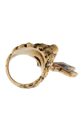 Lion Head Cross Charm Ring Gucci