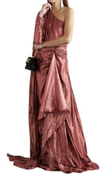 One Shoulder Asymmetric Lame Gown Gucci