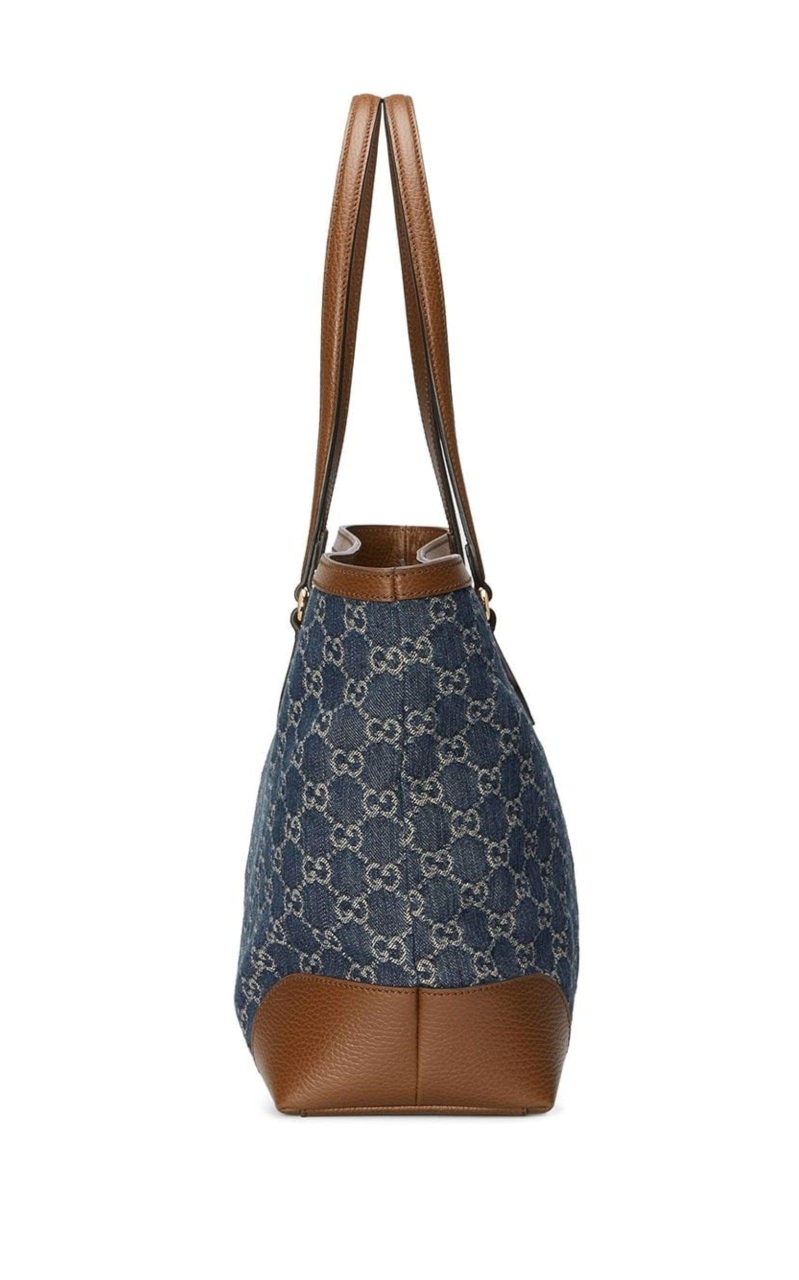 Gucci Ophidia GG Denim Medium Shopping Tote