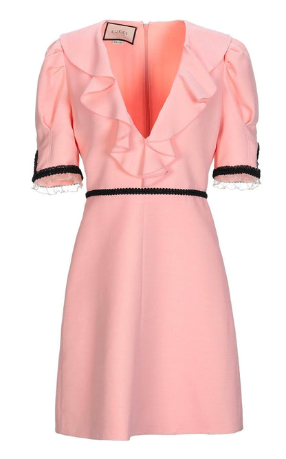 Pink Crepe Silk Wool Cocktail Dress Gucci