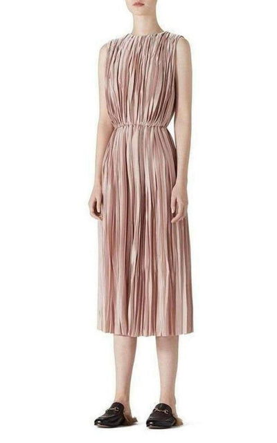 Pink Poly Satin Plissé Dress Gucci