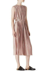 Pink Poly Satin Plissé Dress Gucci