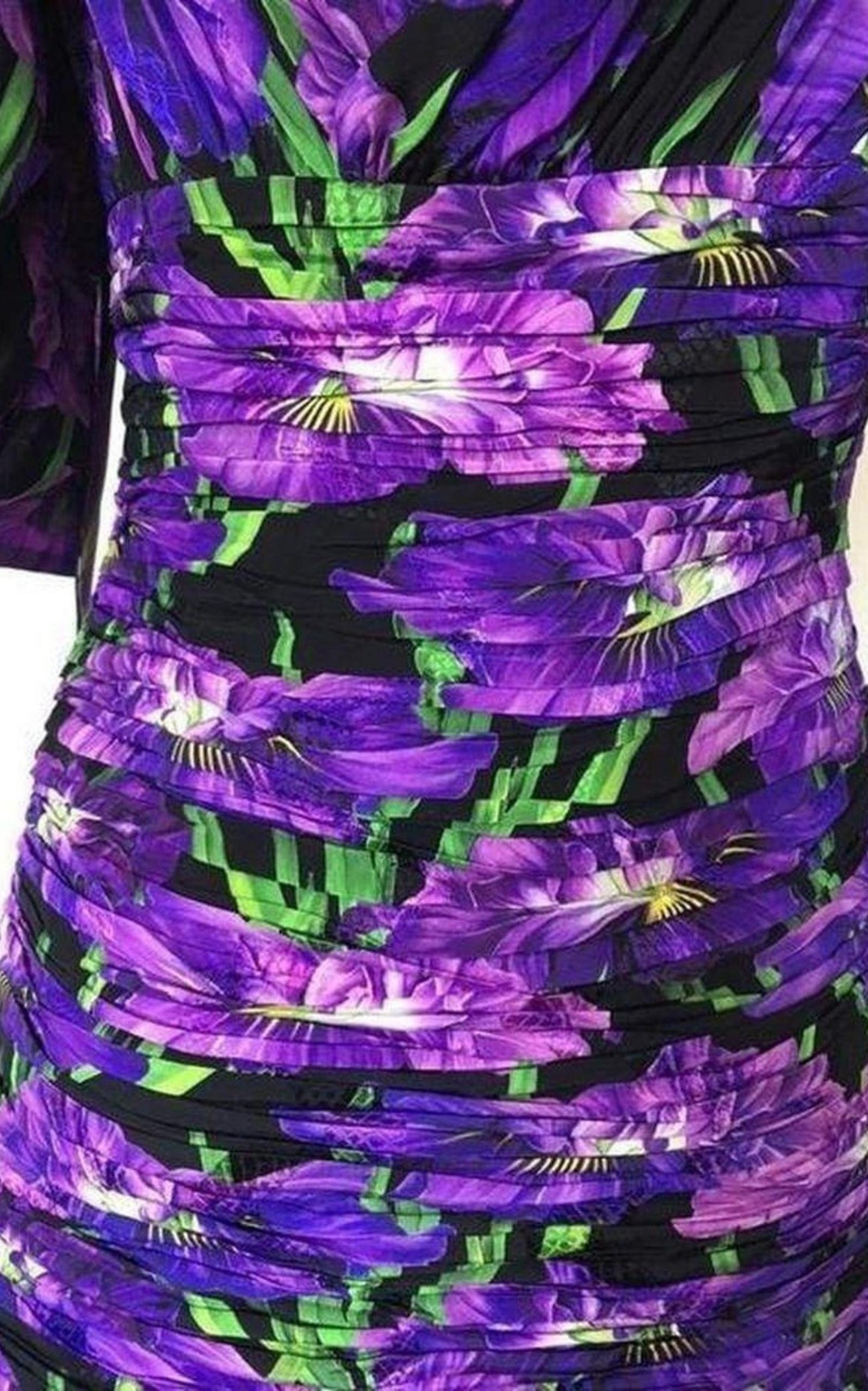 Purple Floral Pattern Silk Dress Gucci