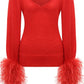 Red Feather Cuff Mohair Sweater Gucci