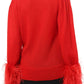 Red Feather Cuff Mohair Sweater Gucci