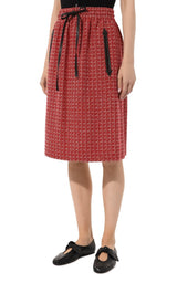 Red Jacquard GG Drawstring Skirt Gucci