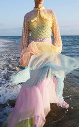 Ruffled Gown Embellished with Pearls Rhinestones Gucci