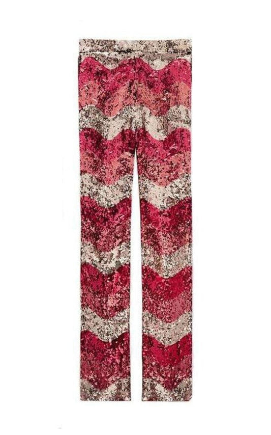 Sequin Snake Straight Leg Pants in Red Gucci