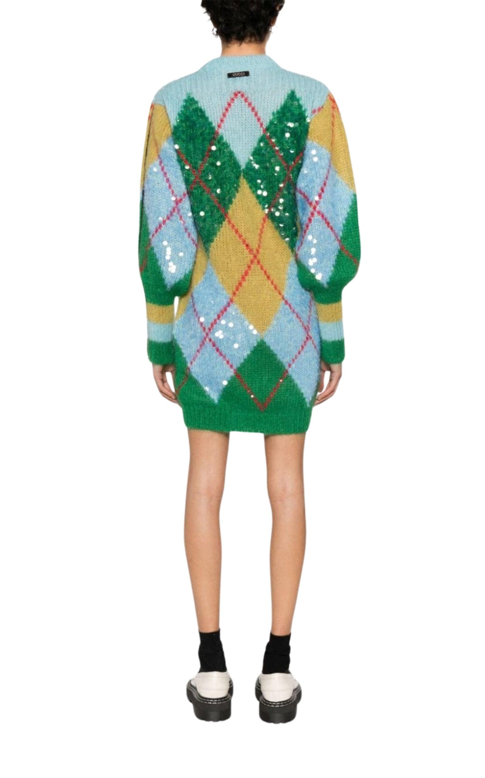 Gucci Sequinned Argyle Jumper Dress - Runway Catalog