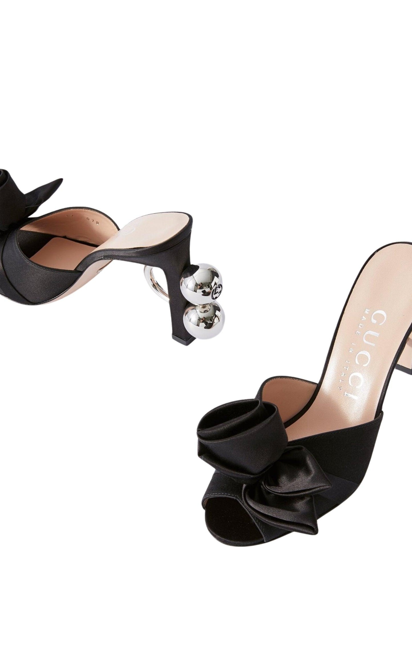 Shawana Satin Flower Mules in Black Gucci