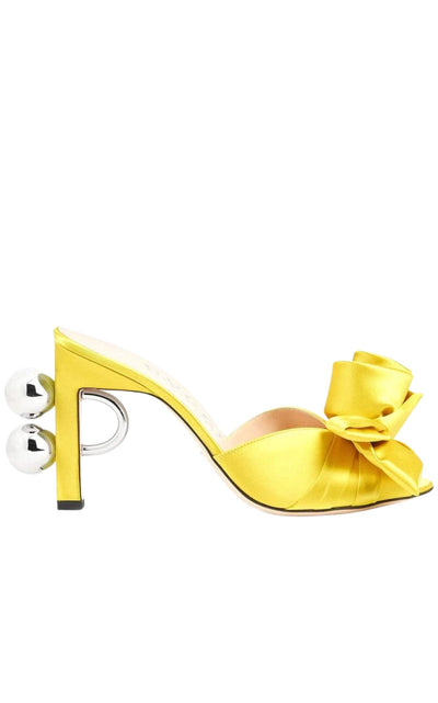 Shawana Satin Flower Mules in Yellow Gucci