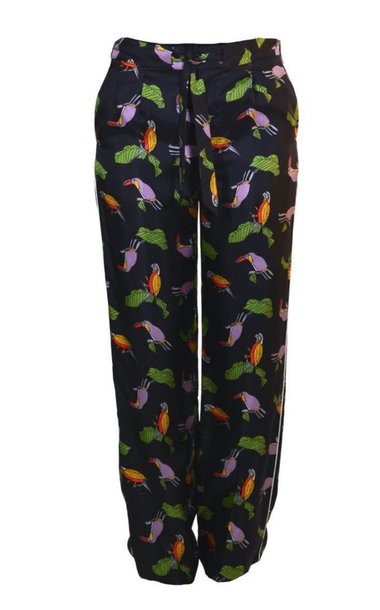 Toucan Print Pyjama Silk Pants Gucci