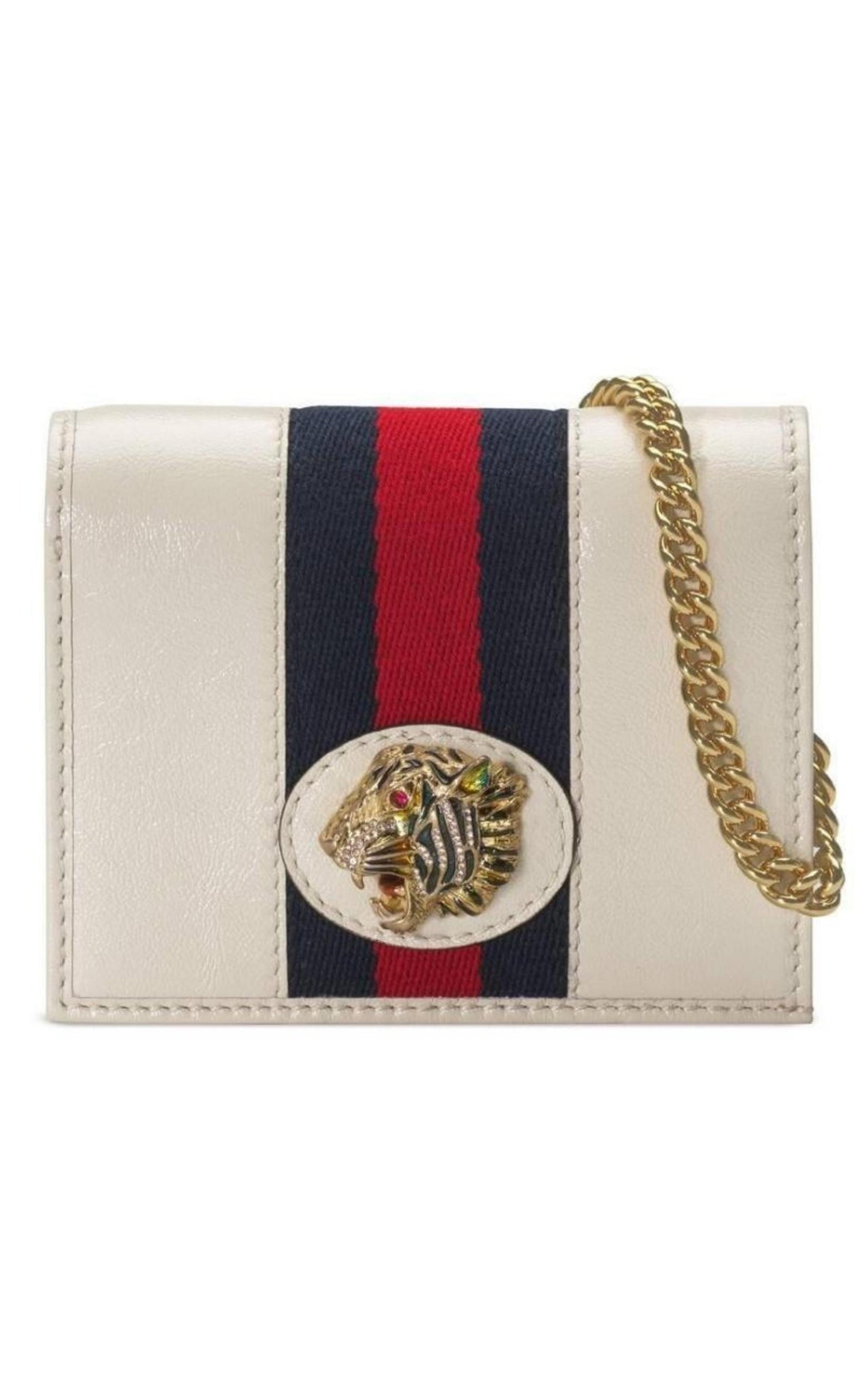 White Rajah Chain Card Case Wallet Gucci