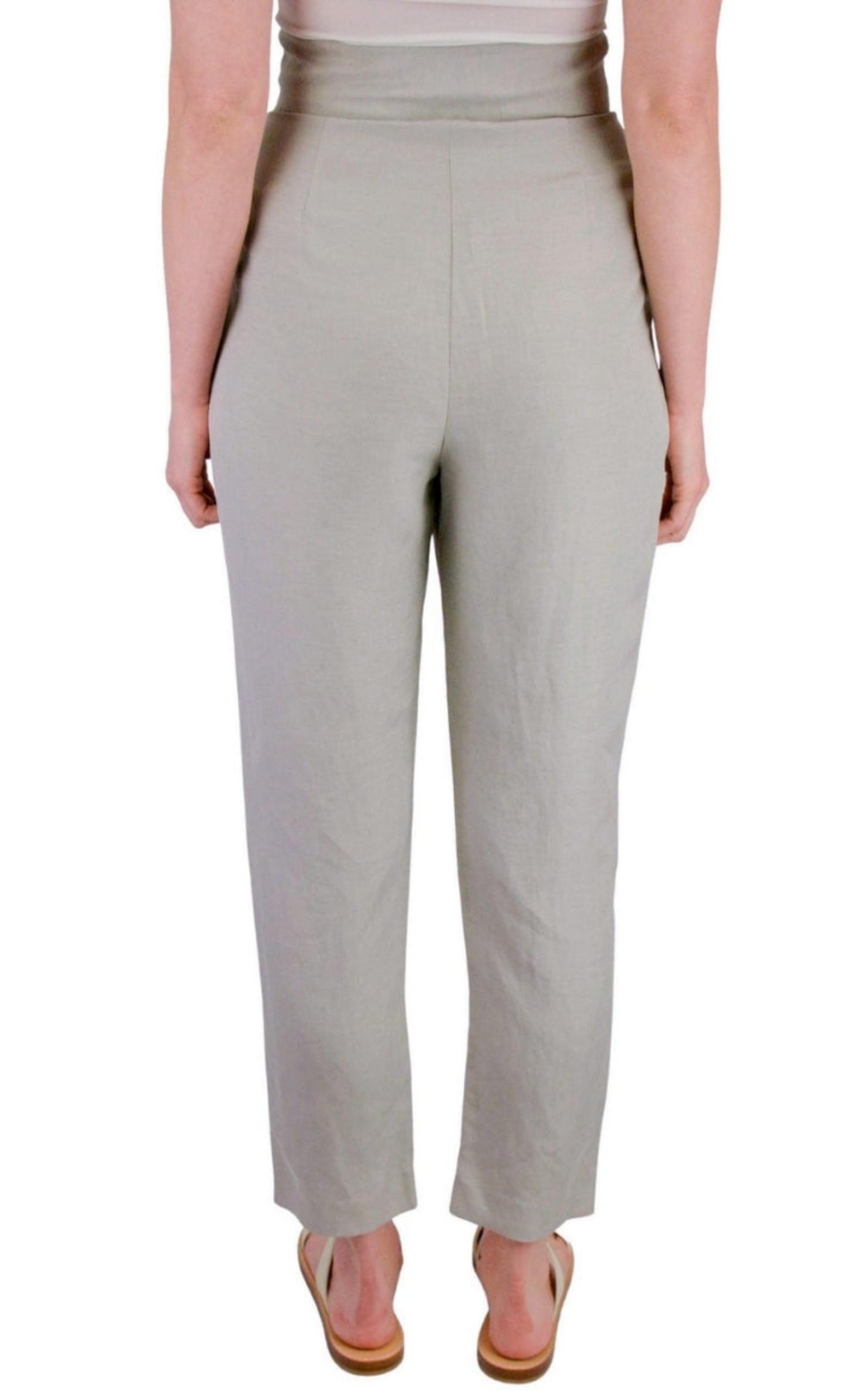 Grey Silk-linen blend Pleated Pants Heros