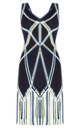 Charoletta Basket Weave Fringe Jacquard Dress Herve Leger