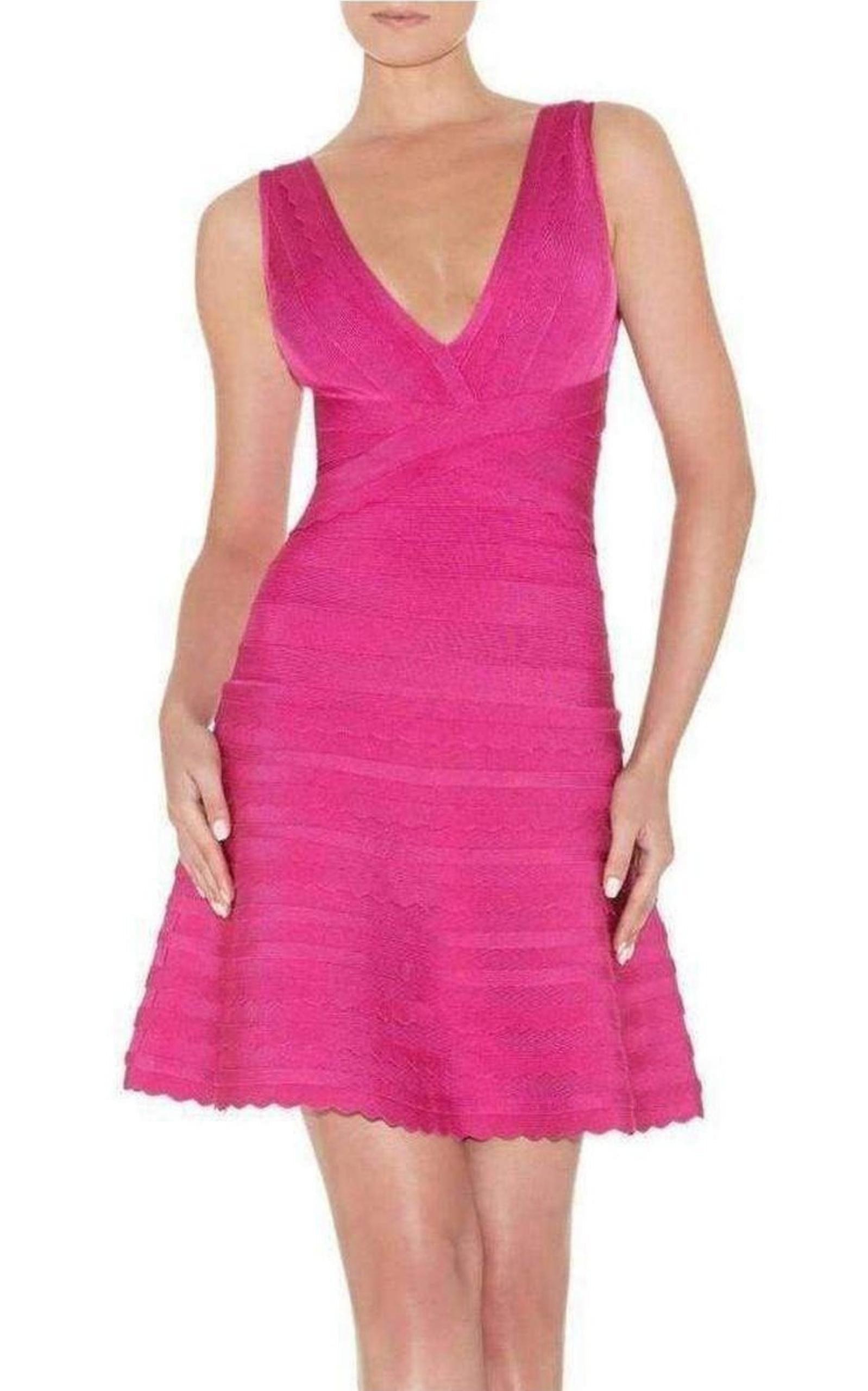 Nikayla Scalloped Edge Caprice Pink Dress Herve Leger