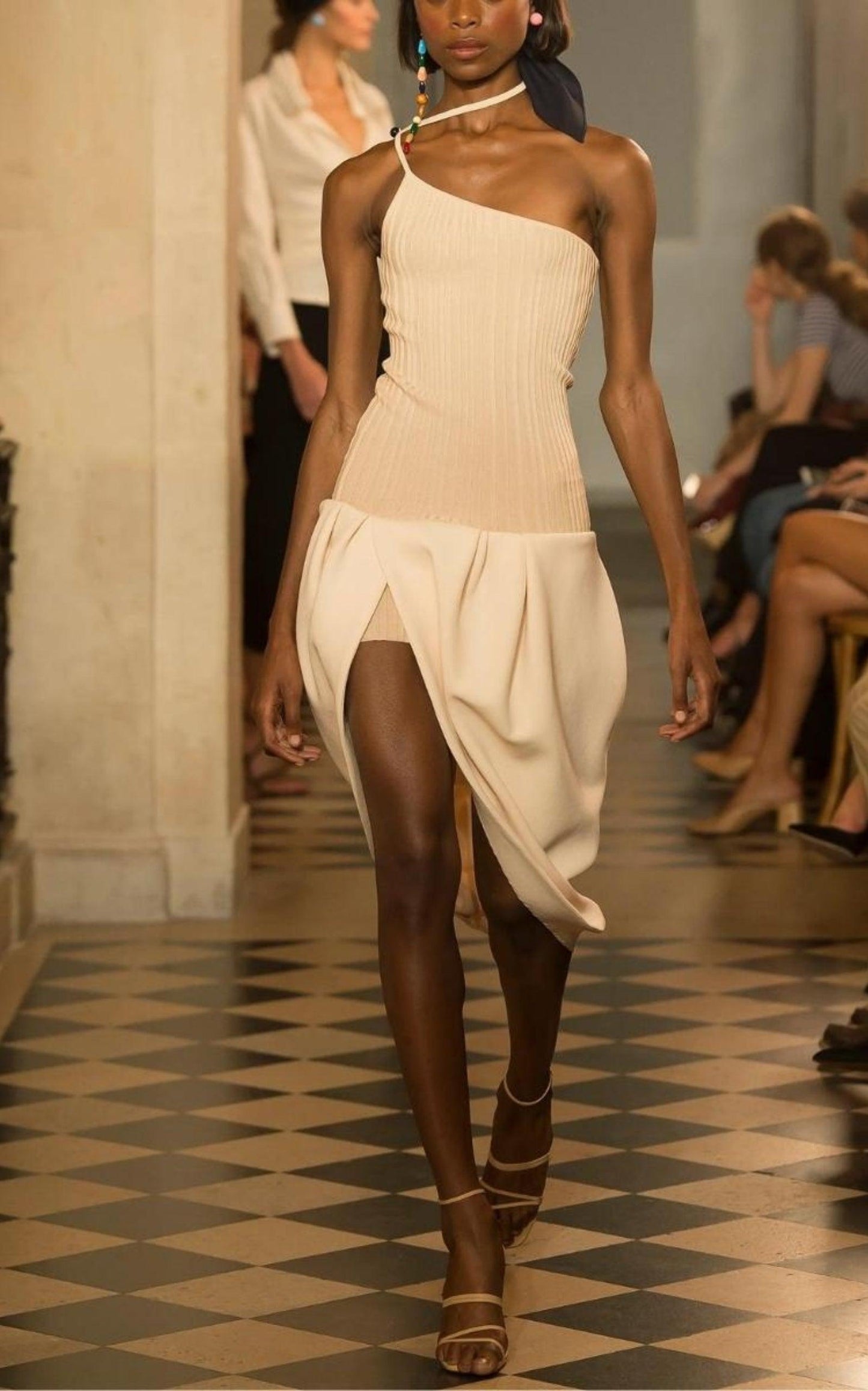 La Bomba Asymmetric Beige Midi Dress Jacquemus