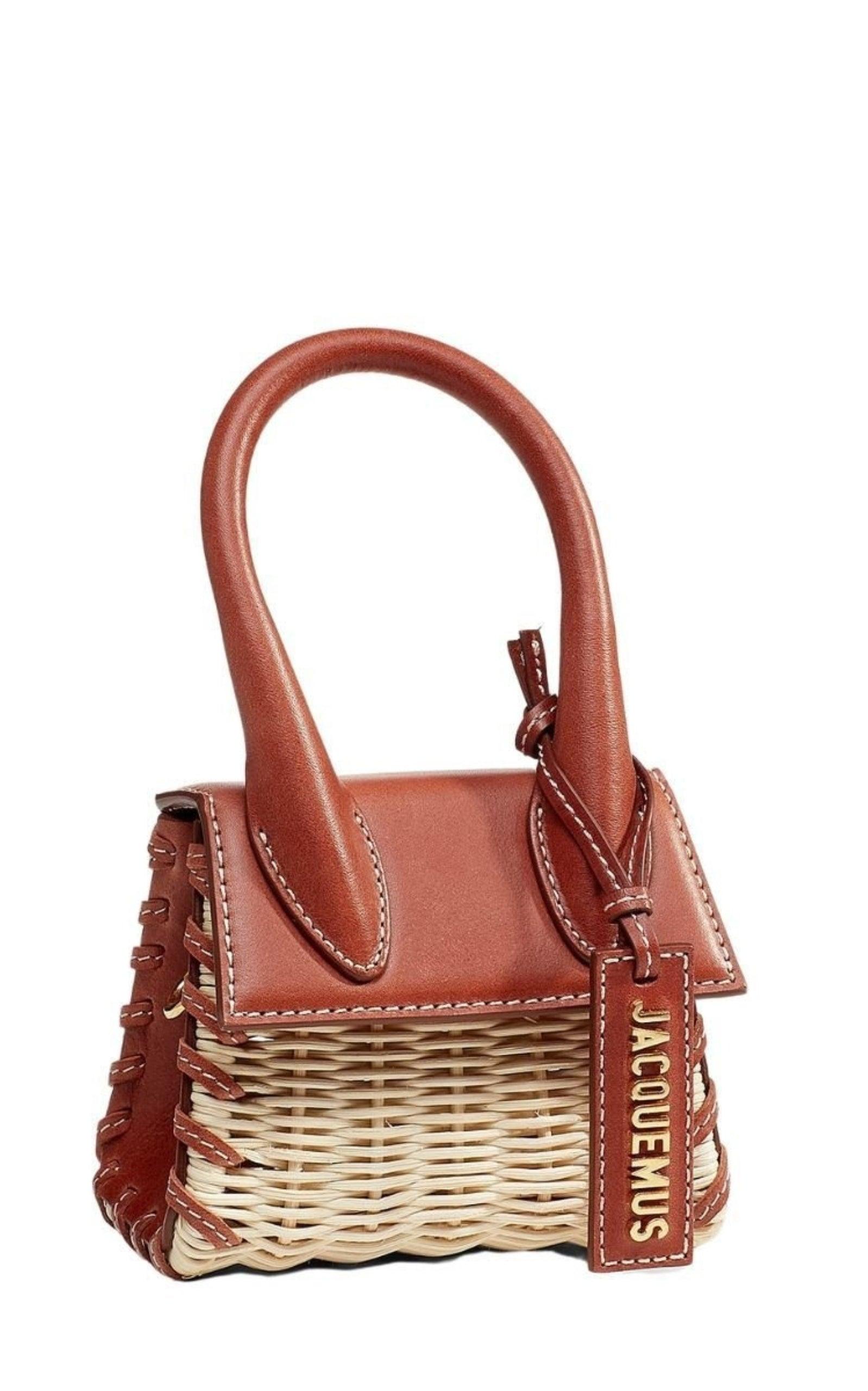 Leather and Rattan Chiquito Mini-Bag in Brown Jacquemus