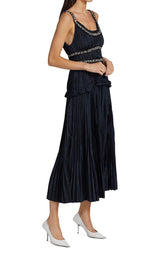 Crystal-Beaded Moire Taffeta Midi Dress Jason Wu