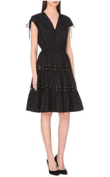 Lace Up Panel Black Cotton Dress Jean Paul Gaultier