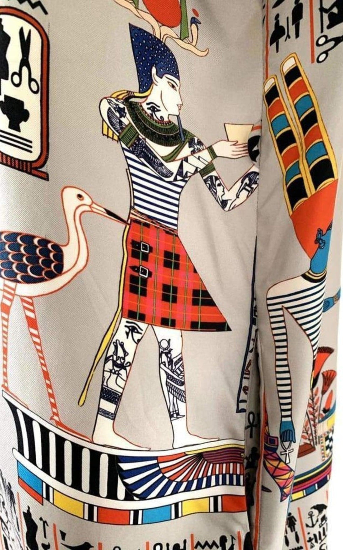 Oversized Egyptian Print Silk dress Jean Paul Gaultier