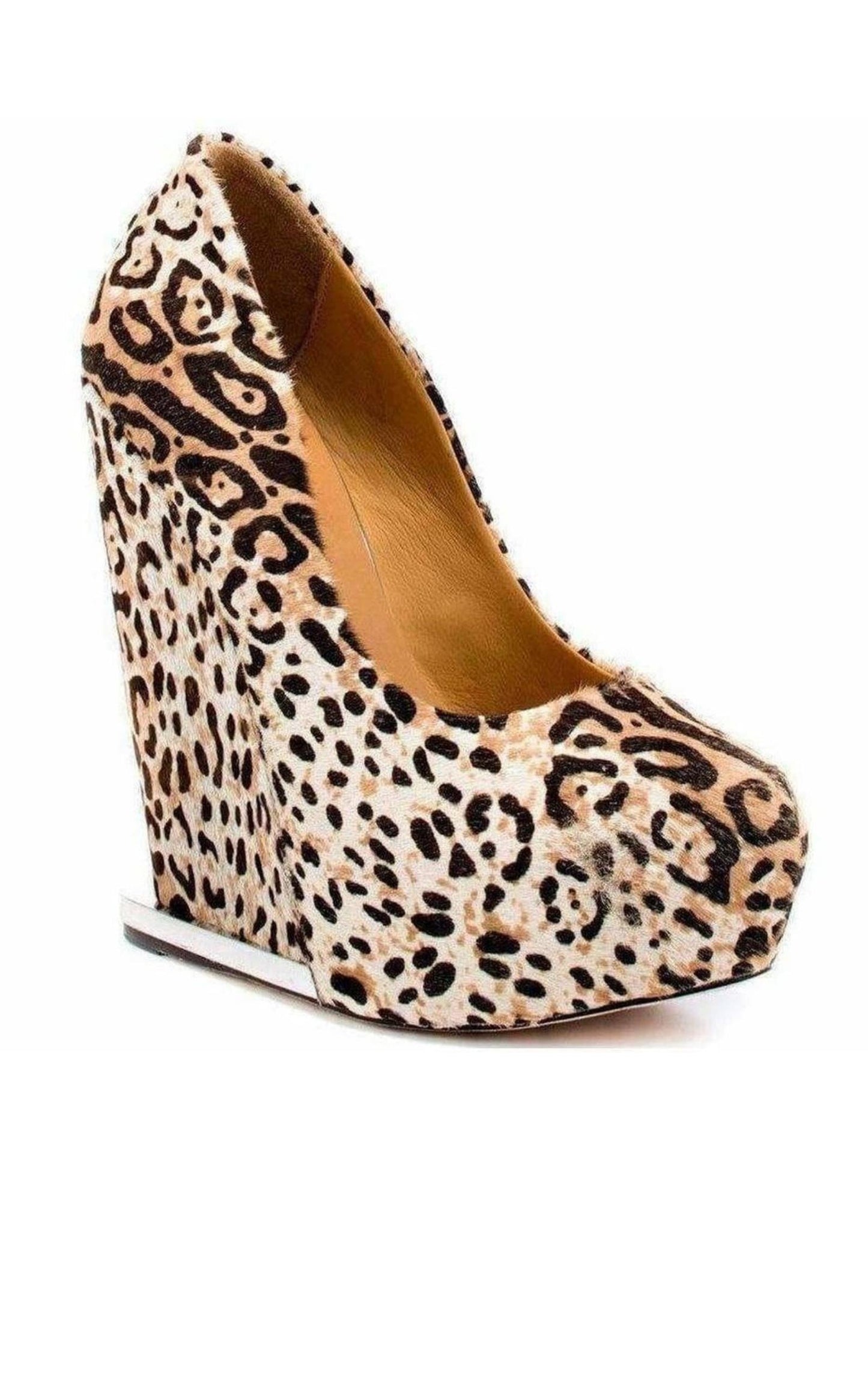 Leopard Print Leather Wedge L.A.M.B.