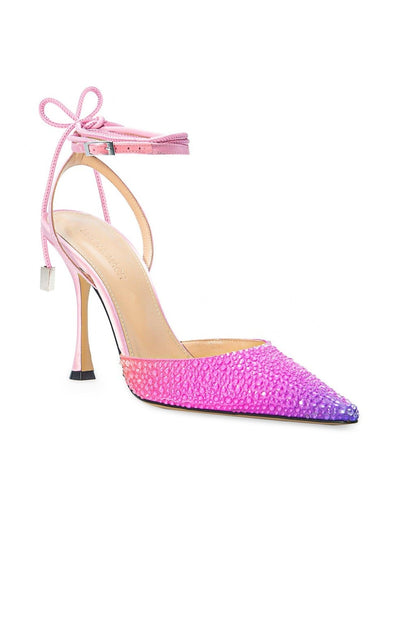 MACH & MACH Crystal Embellished Sandals in Ombre Satin