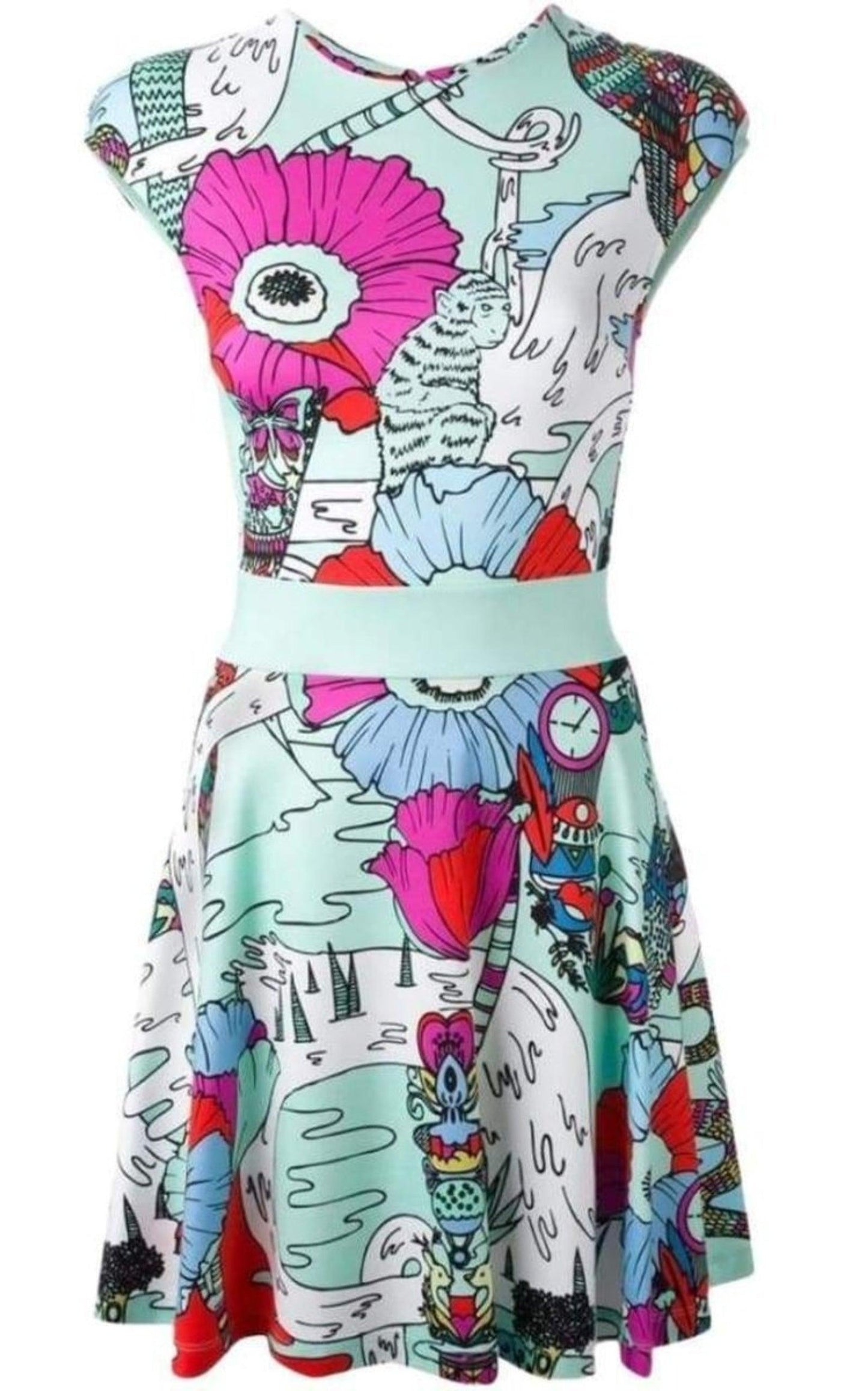 Poppies Print Mint Dress Mary Katrantzou